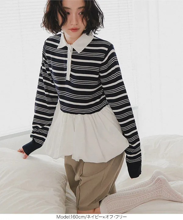 バルーンドッキングニットポロ [N1314] - レディースファッション通販