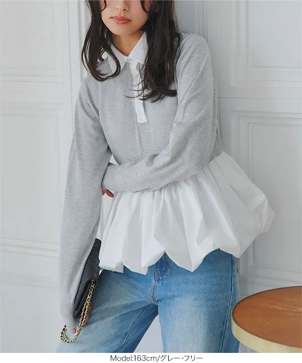 バルーンドッキングニットポロ [N1314] - レディースファッション通販