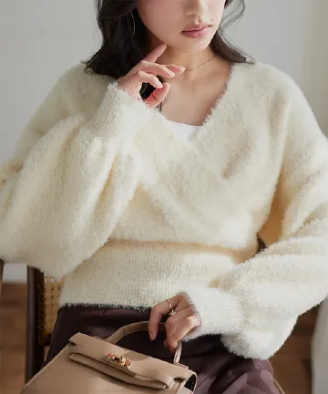 フェザーカシュクールニット [N1318]