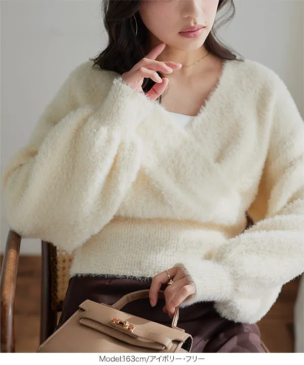 フェザーカシュクールニット [N1318] - レディースファッション通販