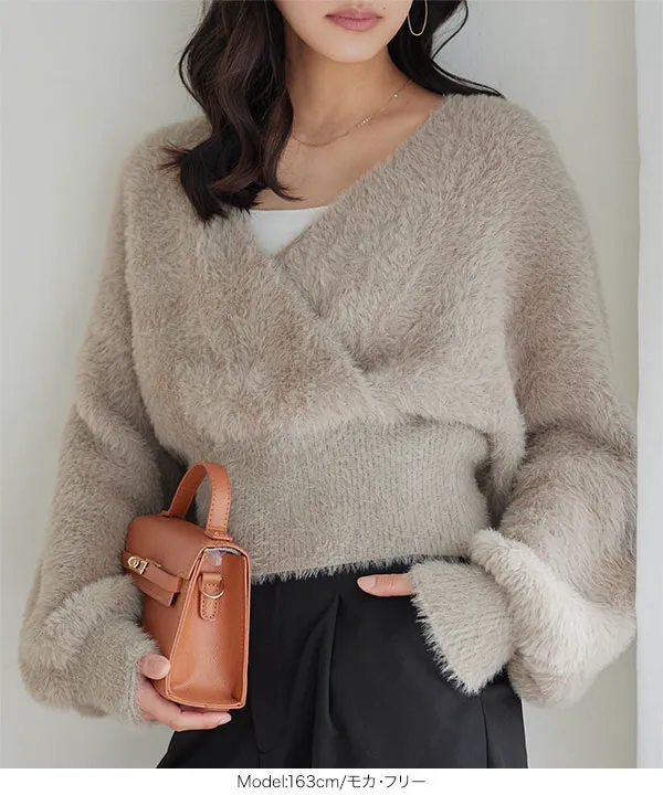 フェザーカシュクールニット [N1318] - レディースファッション通販