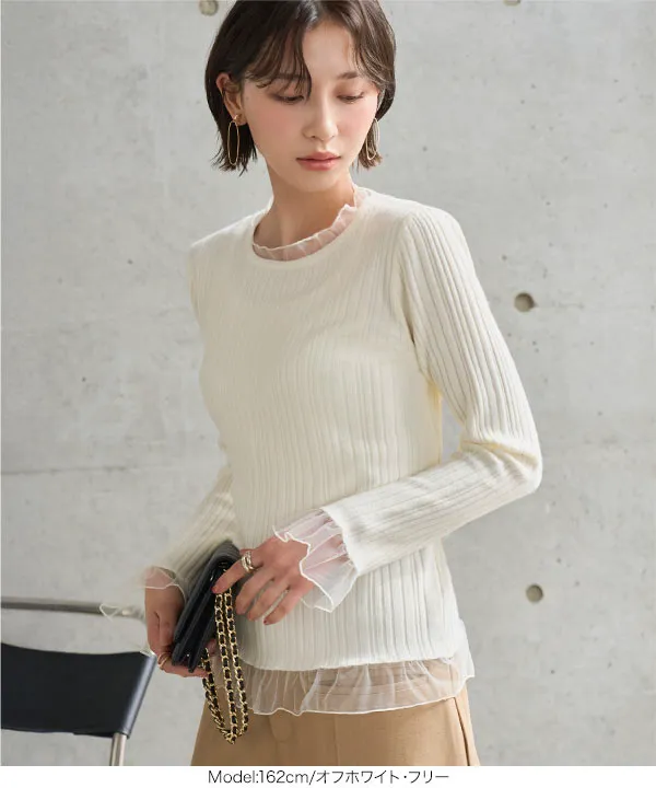 CHANEL 22S リブニットトップス 23A☆》シャネル ニットトップス ウール カシミヤ (CHANEL/ニット