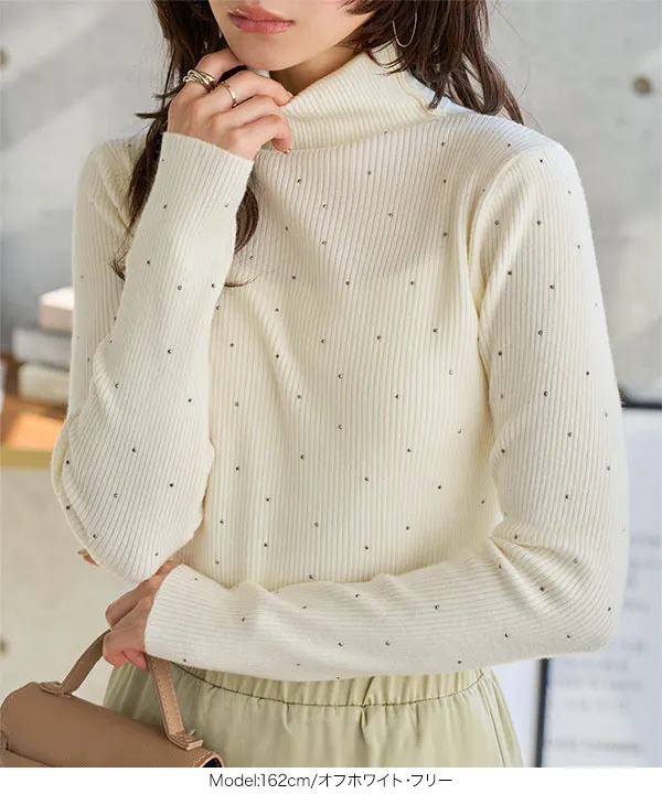 ホットフィックスドットニットトップス [N1337] - レディース