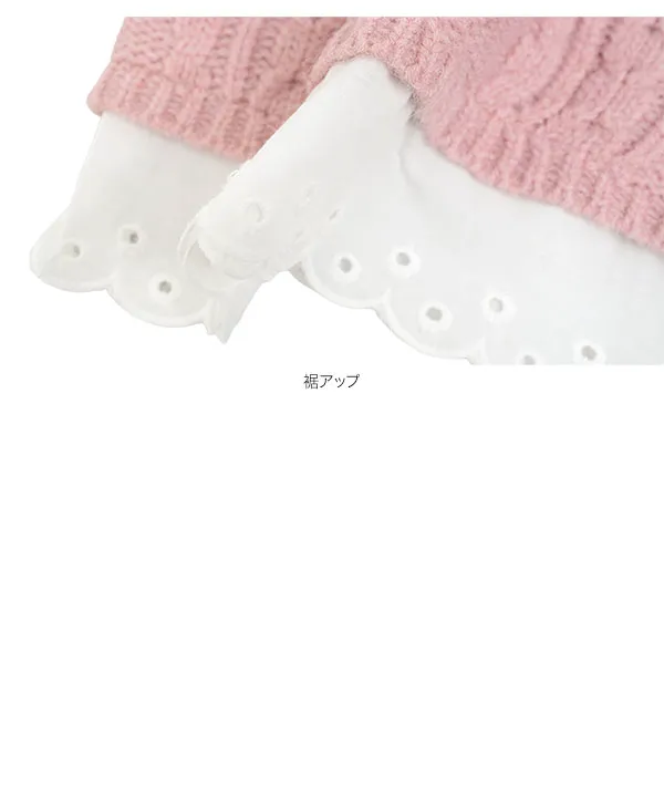 スカラップレースクロップドニットカーディガン [N1380]| 送料無料 9/29(火)12:00~9/30(水)12:00まで