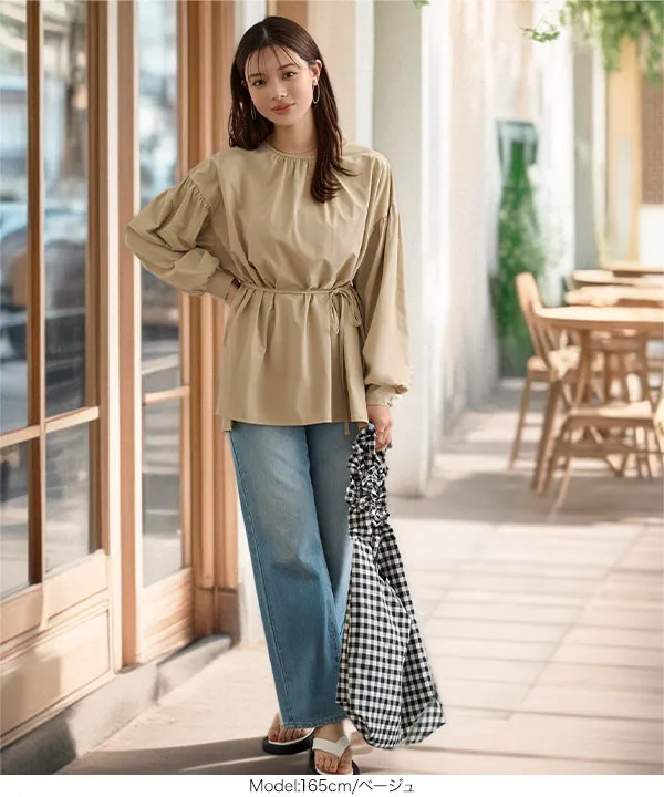 ラッシュガード ]ウエストストリングオーバーブラウス [S193