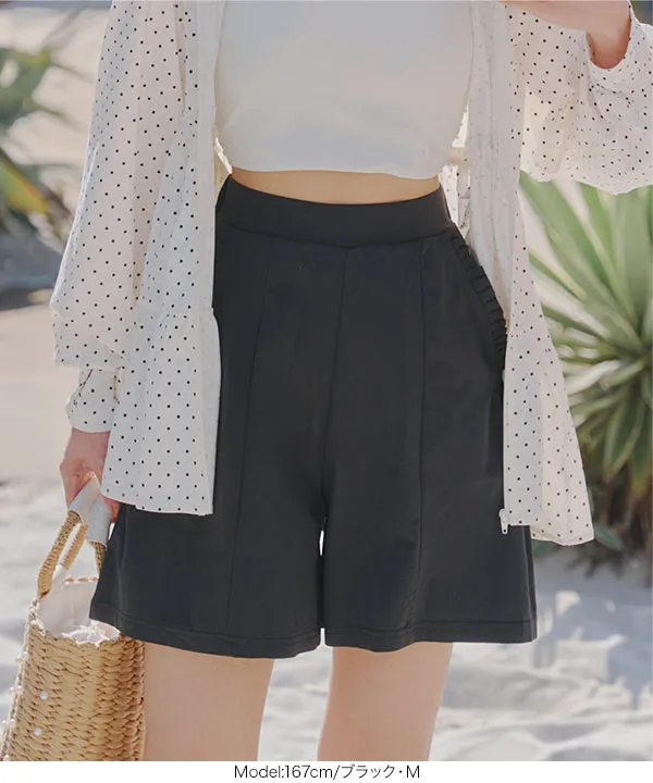 トレフルプラスワン　ラッシュパンツ　ポケットフリルショートパンツ　新品 ポケットフリルパンツ(BLACK) | Bottoms,パンツ | | TREFLE＋1