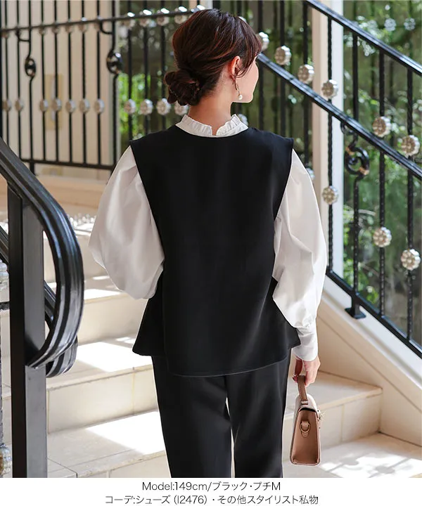 セレモニー ] [ Petitle / プチレ ] 3点セット 前後2wayジレ×ブラウス