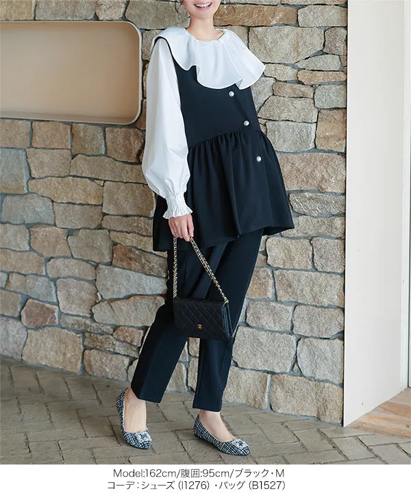 [ セレモニー ] [ mamaレタス ]　3点セット ペプラムジレ×ブラウス×テーパードパンツ　 [X514]| 10/4(日)12:00~発売予定！