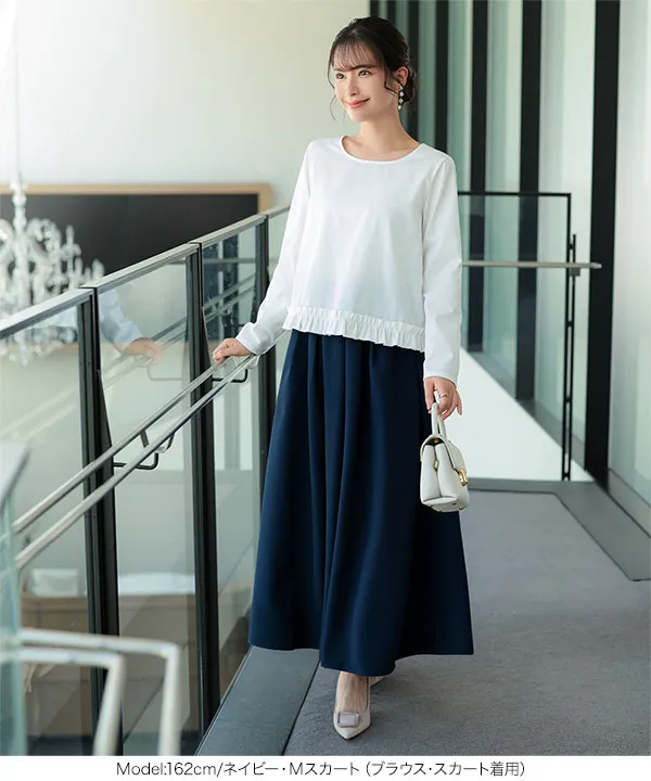 [ セレモニー ] 3点セット ショートジャケット＋タックフレアスカート＋ヘムフリルブラウス M L XL [X515]| 10/4(日)12:00~発売予定！