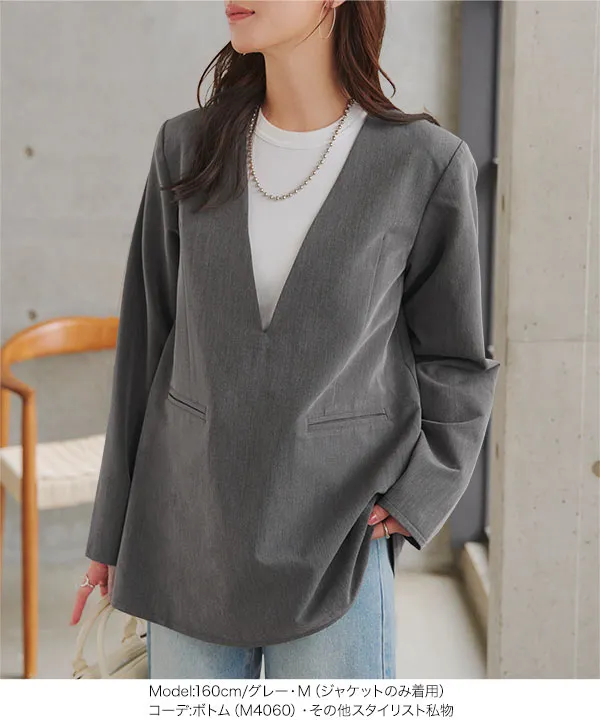 [ セレモニー ] 2点セット 深Vネックプルオーバージャケット＋センターシームパンツ M L XL [X516]| 10/4(日)12:00~発売予定！