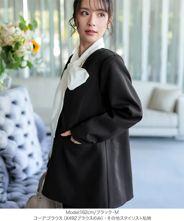 [ セレモニー ] 2点セット 深Vネックプルオーバージャケット＋センターシームパンツ M L XL [X516]| 10/4(日)12:00~発売予定！